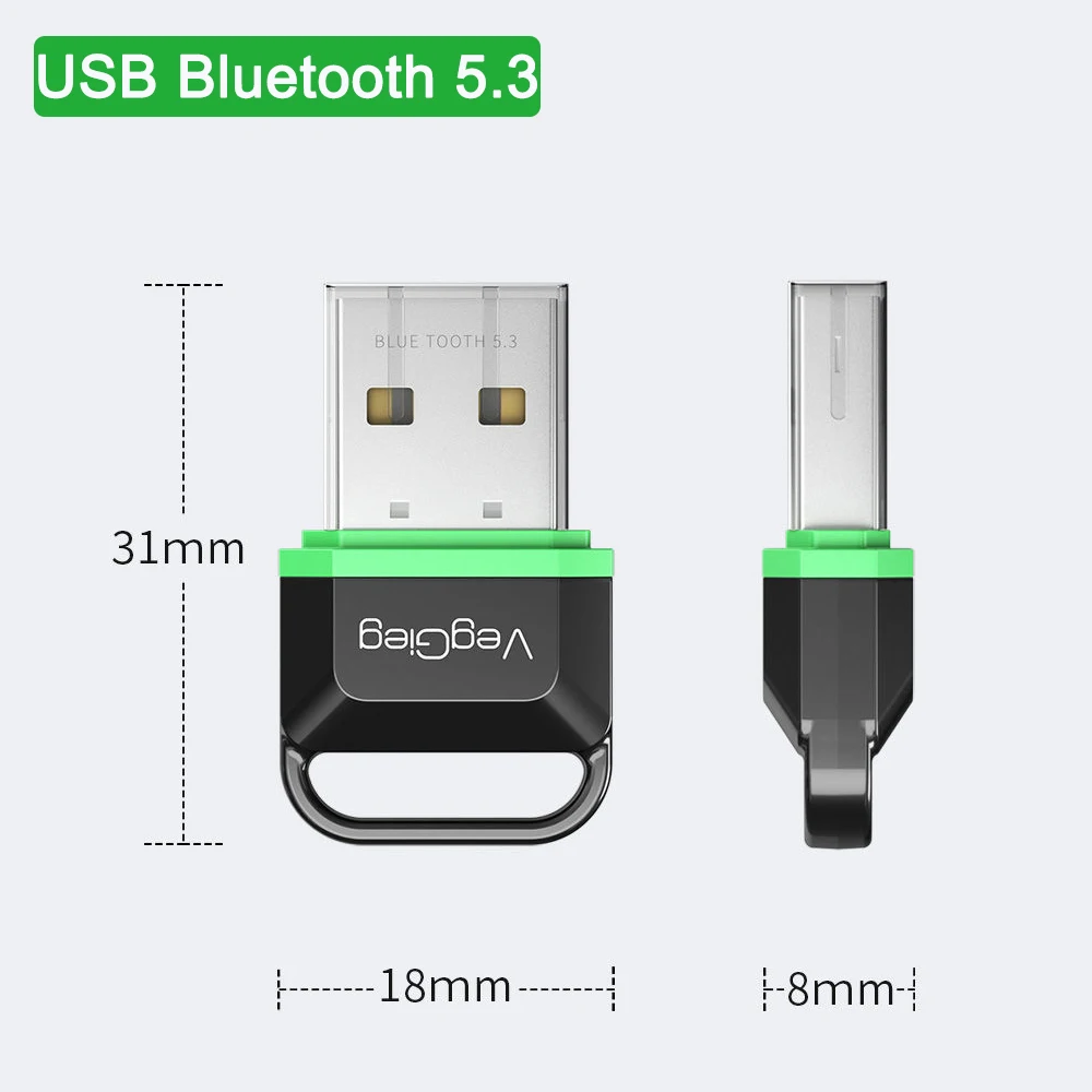 FDBRO Bluetooth Dongle Adaptador USB Bluetooth 5.3 Adapter for Wireless Mouse Keyboard Music Audio Receive Laptop Bluetooth 5.1