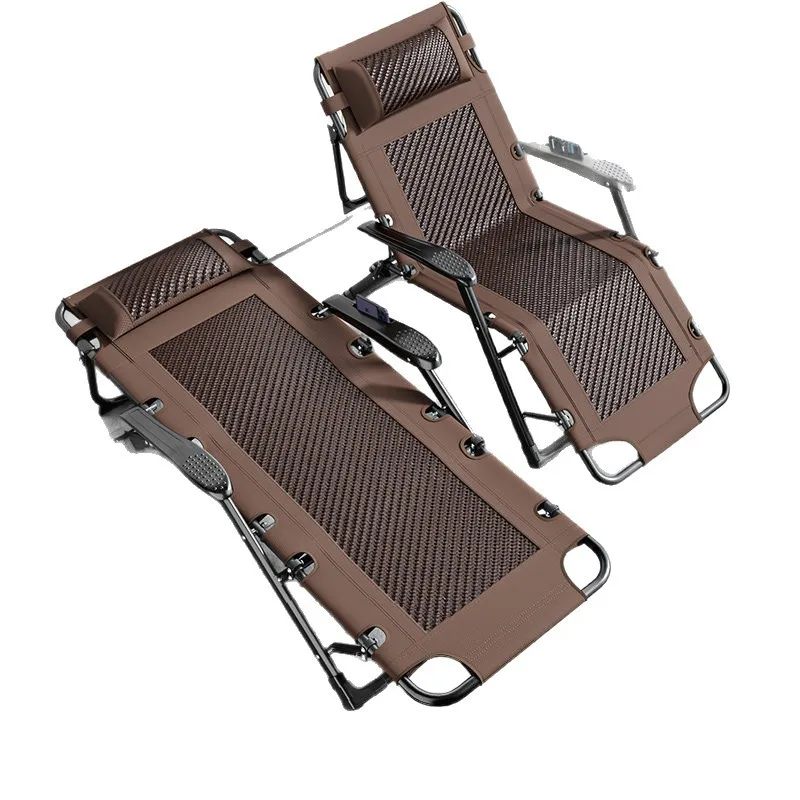 Reclining chair reclining folding chair office rattan lunch break bed portable beach back chair outdoor single bed