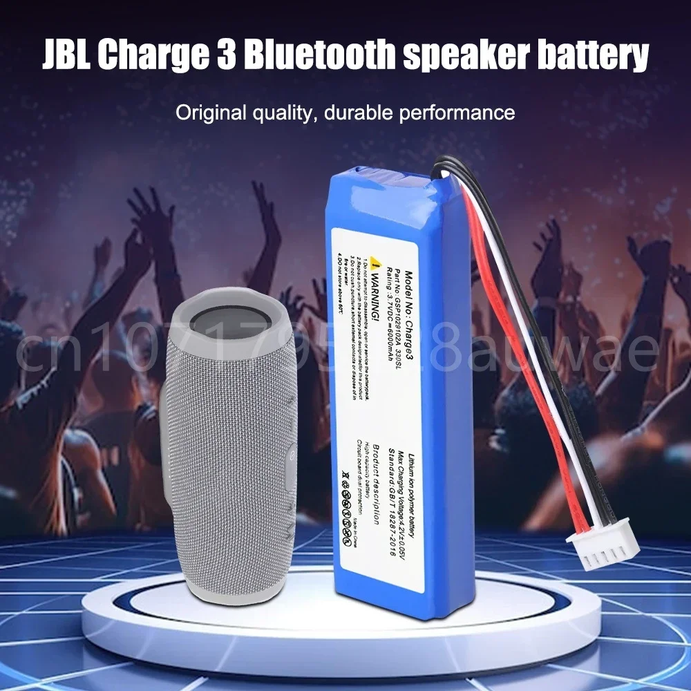 3.7V 6000mAh GSP1029102A 330SL Rechargeable Lithium Battery for JBL Charge 3 Charge3 Wireless Bluetooth Speaker Batteries