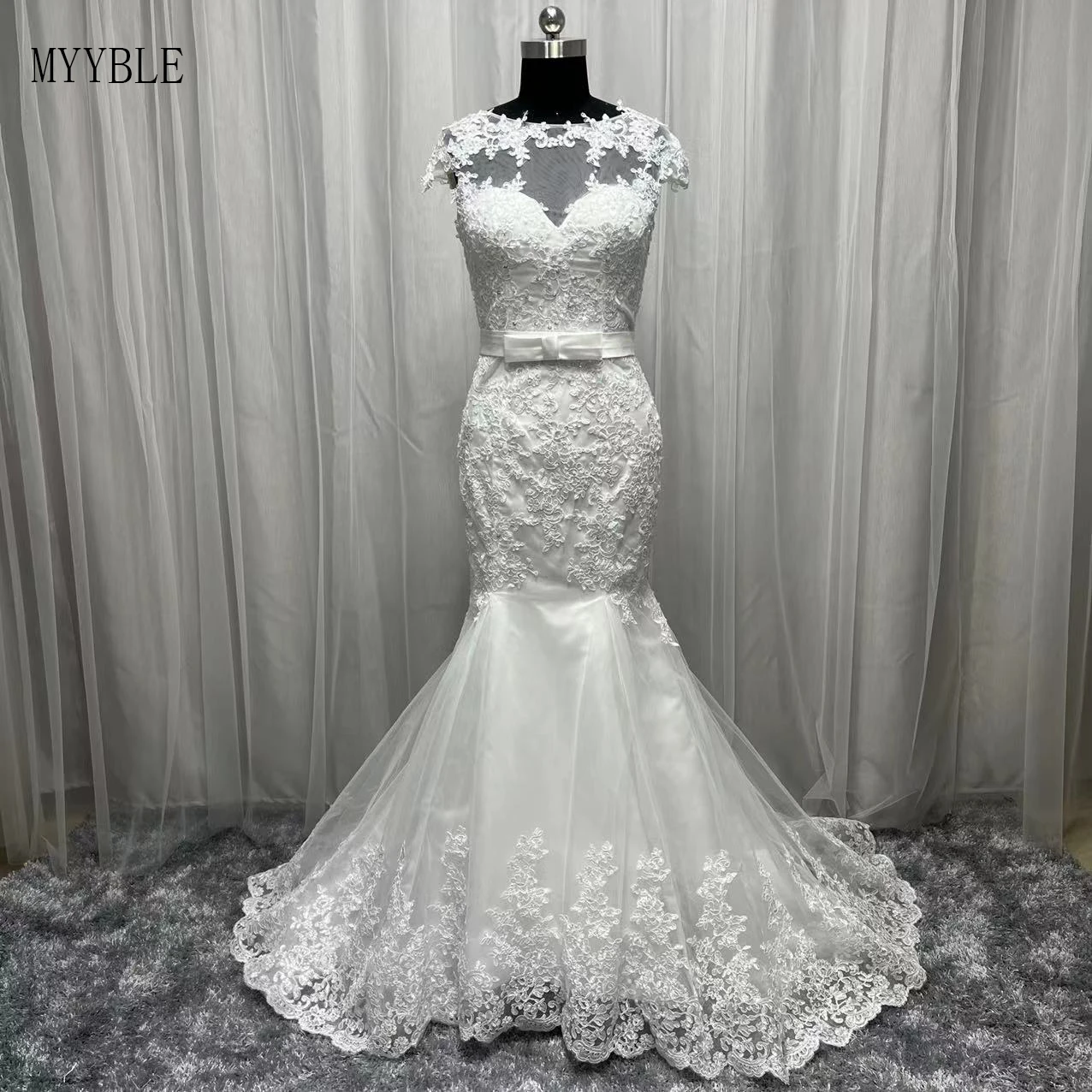 Reale foto elegante Tulle 2 In 1 abito da sposa sirena su misura applicazioni In pizzo con perline gonna staccabile Plus Size abiti da sposa