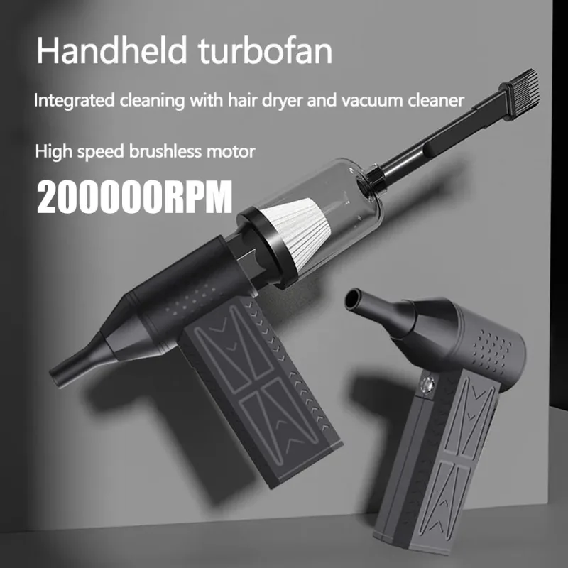 

Бесщеточный двигатель 2 в 1, электрический турбореактивный вентилятор и ручной пылесос, 200000 об/мин, турбонасильный вентилятор, перезаряжаемый через USB, мощный