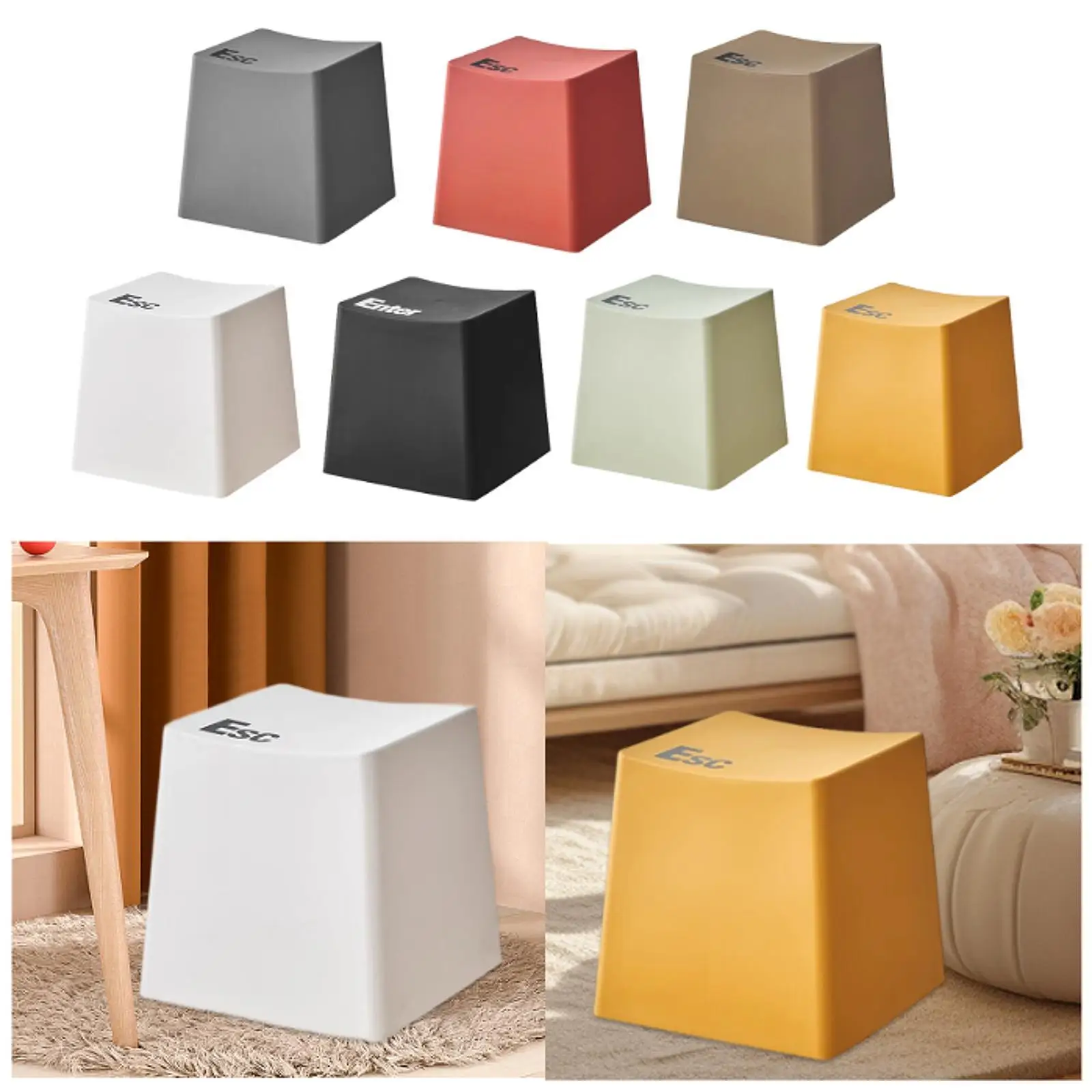 

Bathroom Stool Comfortable Non Slip Lightweight Square 40cm Height Sturdy Step Stool for Shower Apartment Porch Bedroom Bathroom