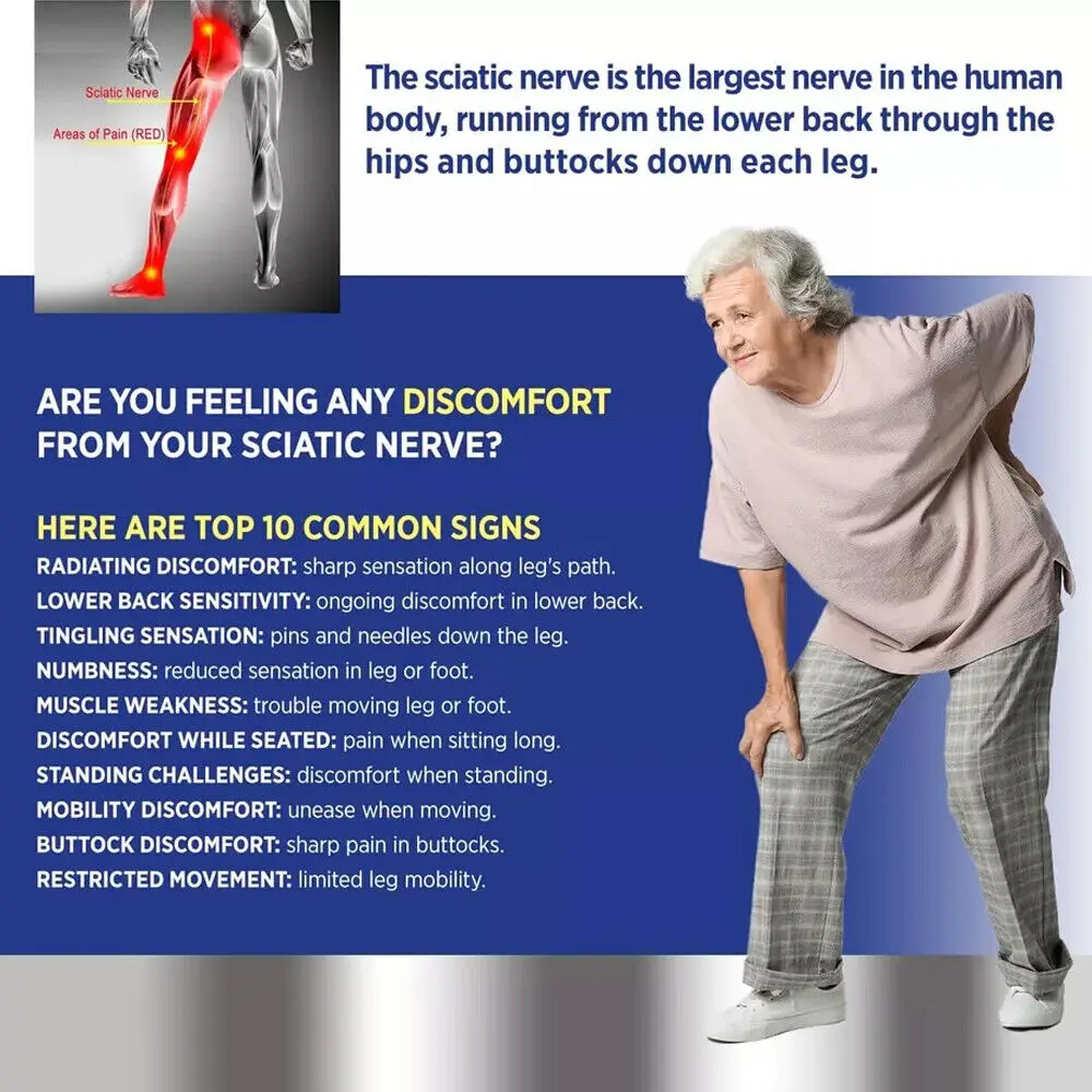 Sciatic Nerve Supplements - Relieve Bone Pain, Stiffness, Improve Circulation, Nerves and Overall Health To Restore Mobility