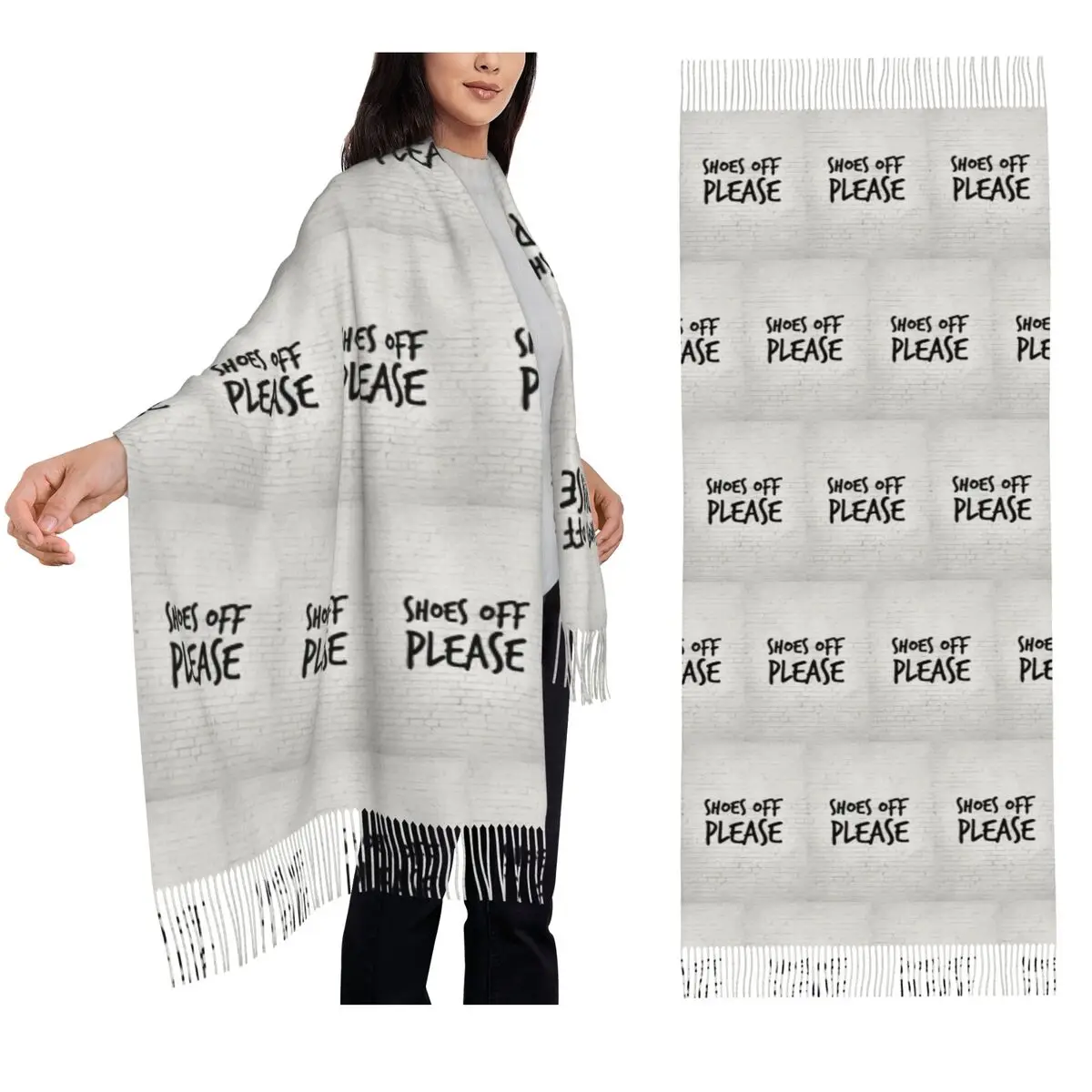 Shoes Off Please Scarf Tassel Scarves for Women Soft Warm Shawls and Wraps Large Fall Winter Shawl Wrap