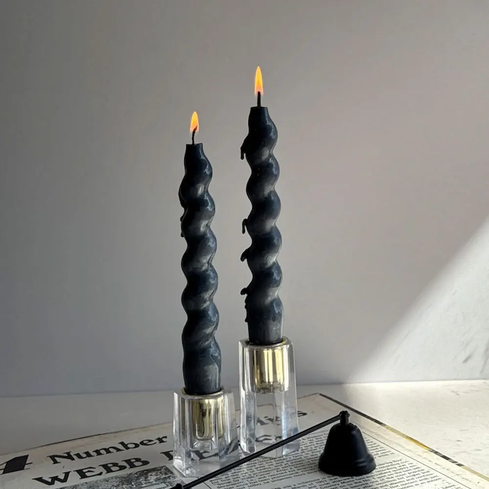 Spiral Pillar Candle Mold Taper Acrylic Candle Stick Hold Candlelight Dinner Ornament DIY Irregular Gypsum Column Wedding Decor