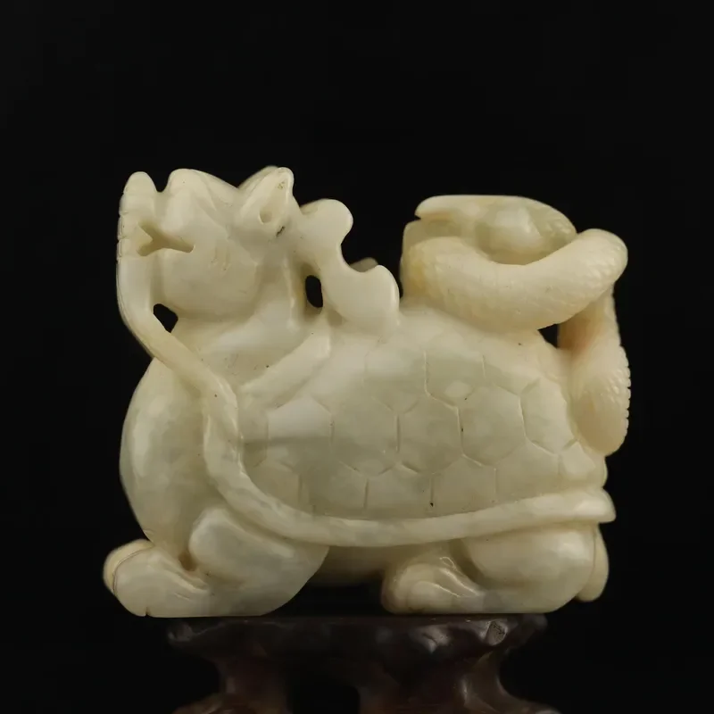 

China old Natural hetian Jade Hand Carved statue dragon turtle tortoise pendant #m1