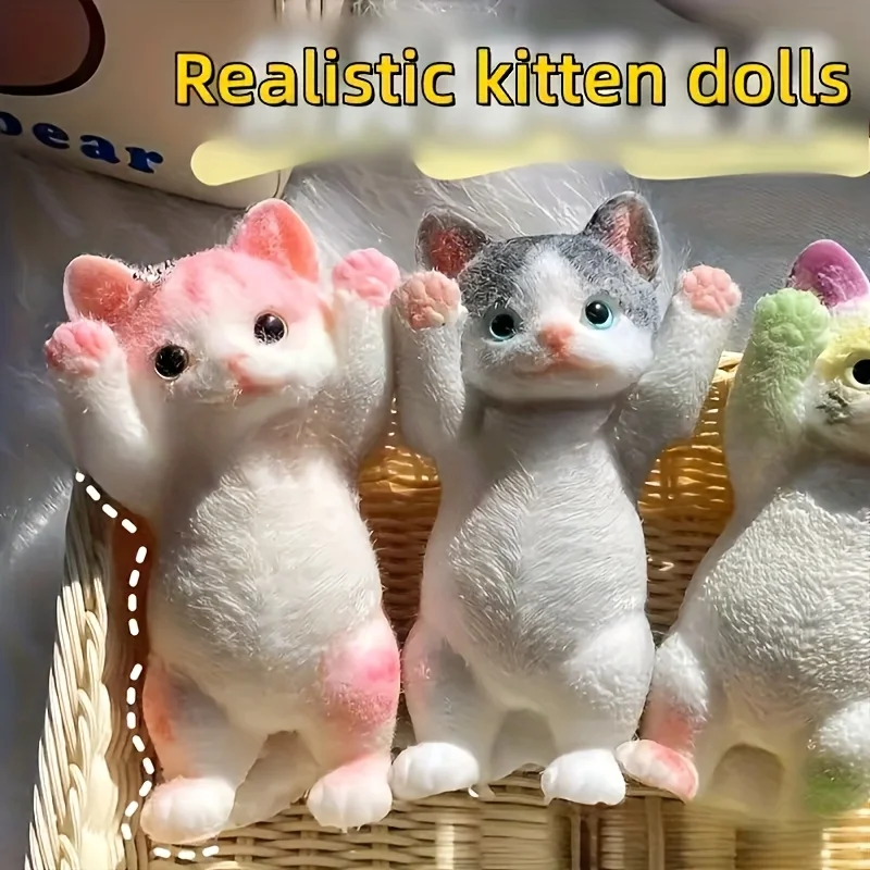 リフトアーム猫スクイーズおもちゃ - 手作り DIY 絵画猫 - TPR ウルトラソフトタッチ - 動物シリーズの新しいお気に入り、クリのための完璧なギフト