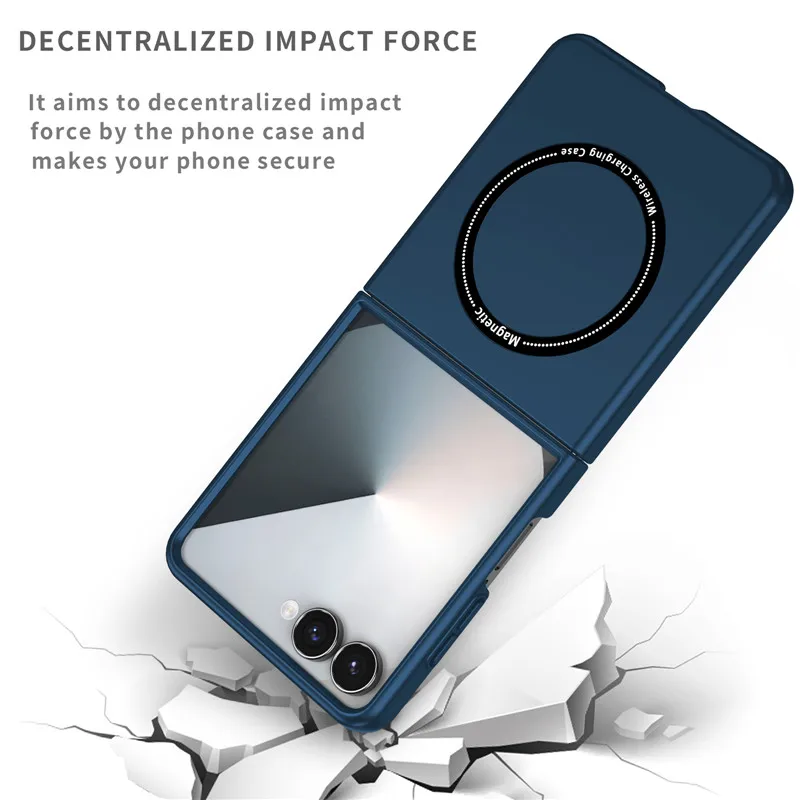 Funda magnética translúcida mate a prueba de golpes para Galaxy Z Flip 7 6 5 4 3 Flip7 FE 5G para cubierta de carga inalámbrica Magsafe