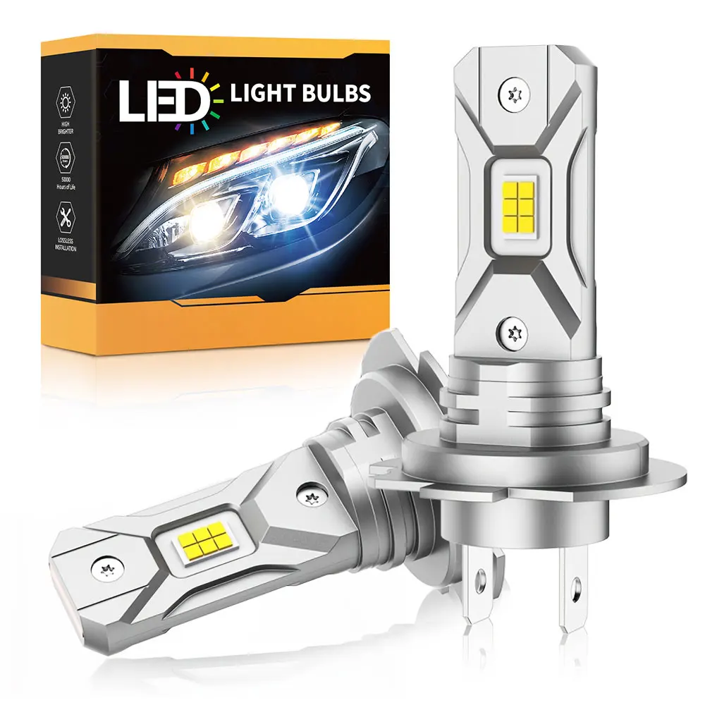 1pair/2pcs 12000LM LED H7 LED Headlight Bulbs 1:1 Mini Size 12V 6500K White No Adapter Required Plug and Play LED H7 Fog Lights