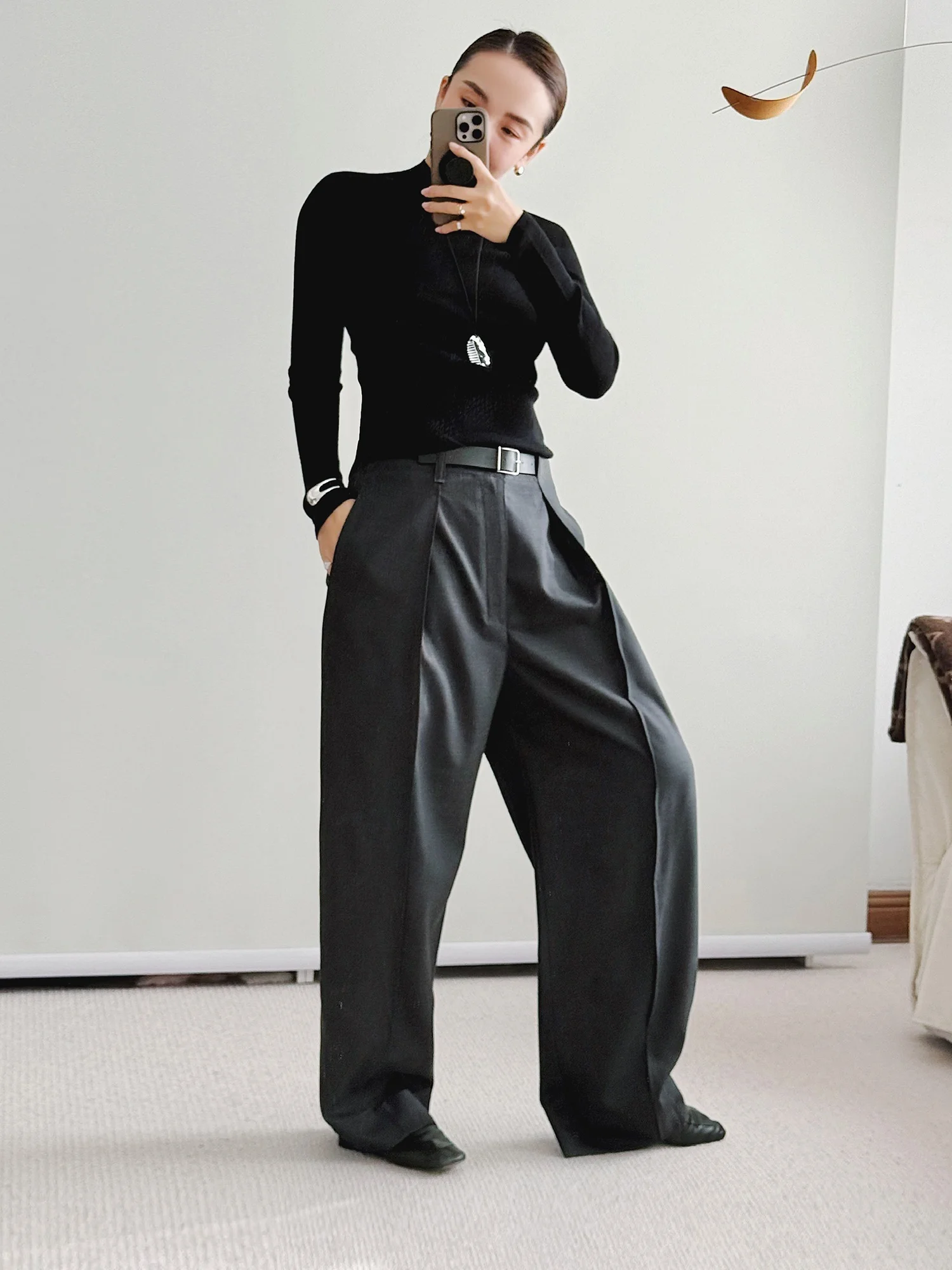 

Женские шерстяные брюки свободного кроя с плиссировкой, стройнящие, с 3D-эффектом, повседневные, прямые, немнущиеся, для ежедневной носки