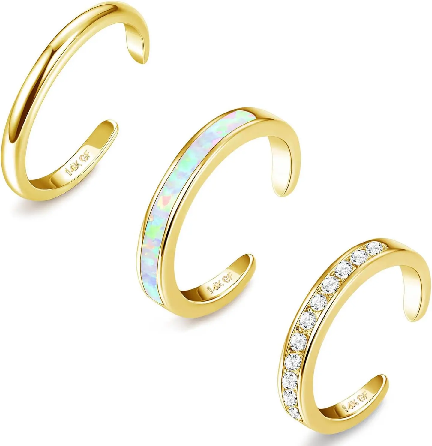 

Florideco 3PCS 14K Gold Plated Toe Rings for Women Adjustable Toe Ring Cute Opal CZ Flower Hawaiian Beach Summer Foot Jewelry