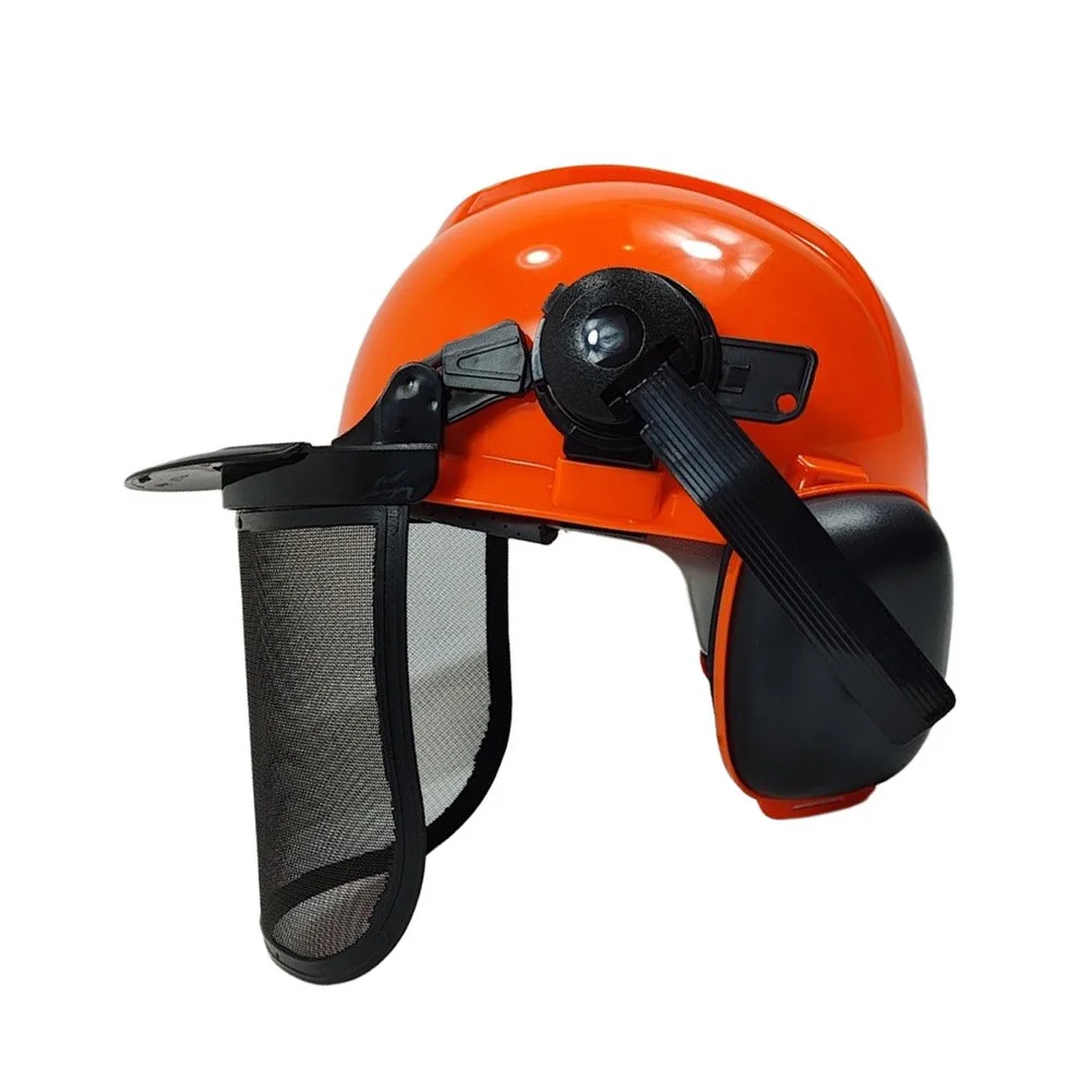 Forestry Safety Helmet With Earmuffs & Mesh Visor, Adjustable Chainsaw= Protective Headgear For Logging Work Ventilated Hard=Hat