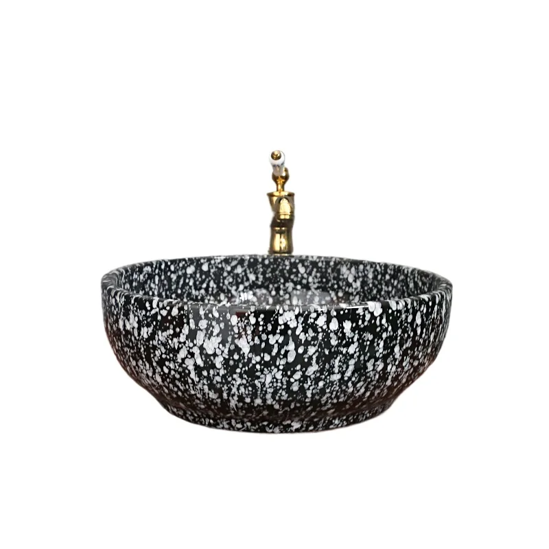 

Imitation marble pattern art stage basin handmade balcony outdoor round stage wash basin
