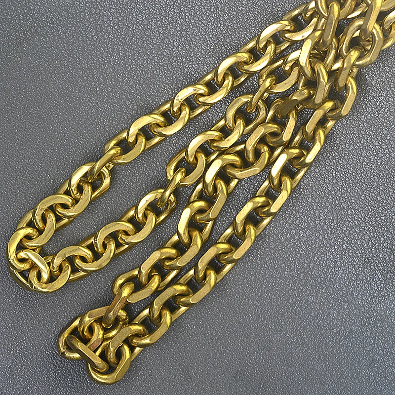 custom length  biker brass made 9mm thick 30cm-100cm long sweden carved anchor link chain necklace wallet jean FOB keychain DIY