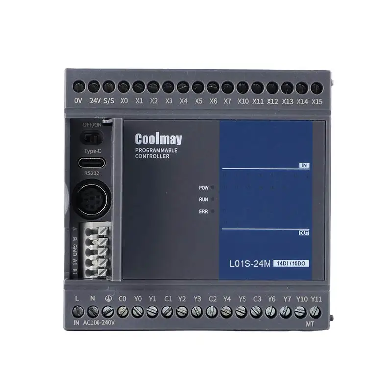 Coolmay Source Factory PLC programmable logic controller 14 DI/10 DO for industrial control RS232 RS485 with free software