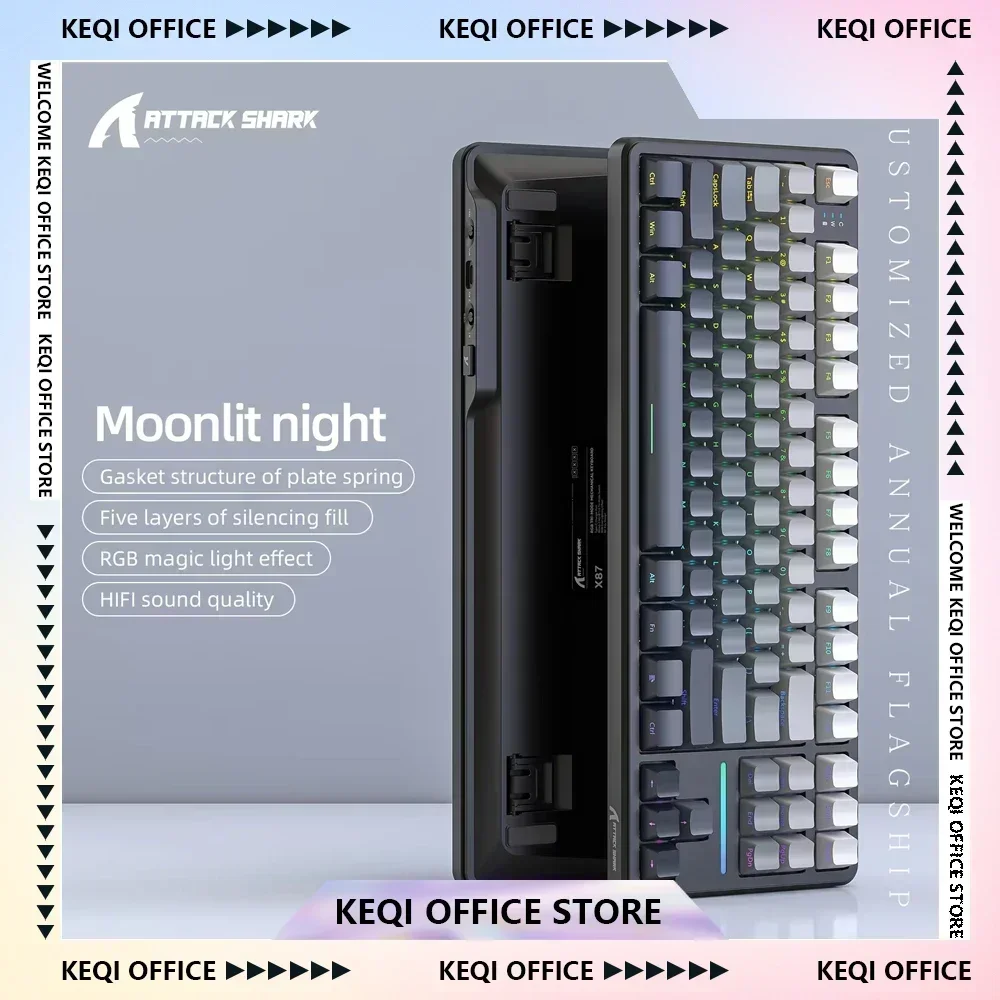 

Attack Shark X87 Mechanical Keyboard Bluetooth Wireless RGB Optical Hot Plug Tri Mode Gaming Custom Keyboard PC E-sports Gifts
