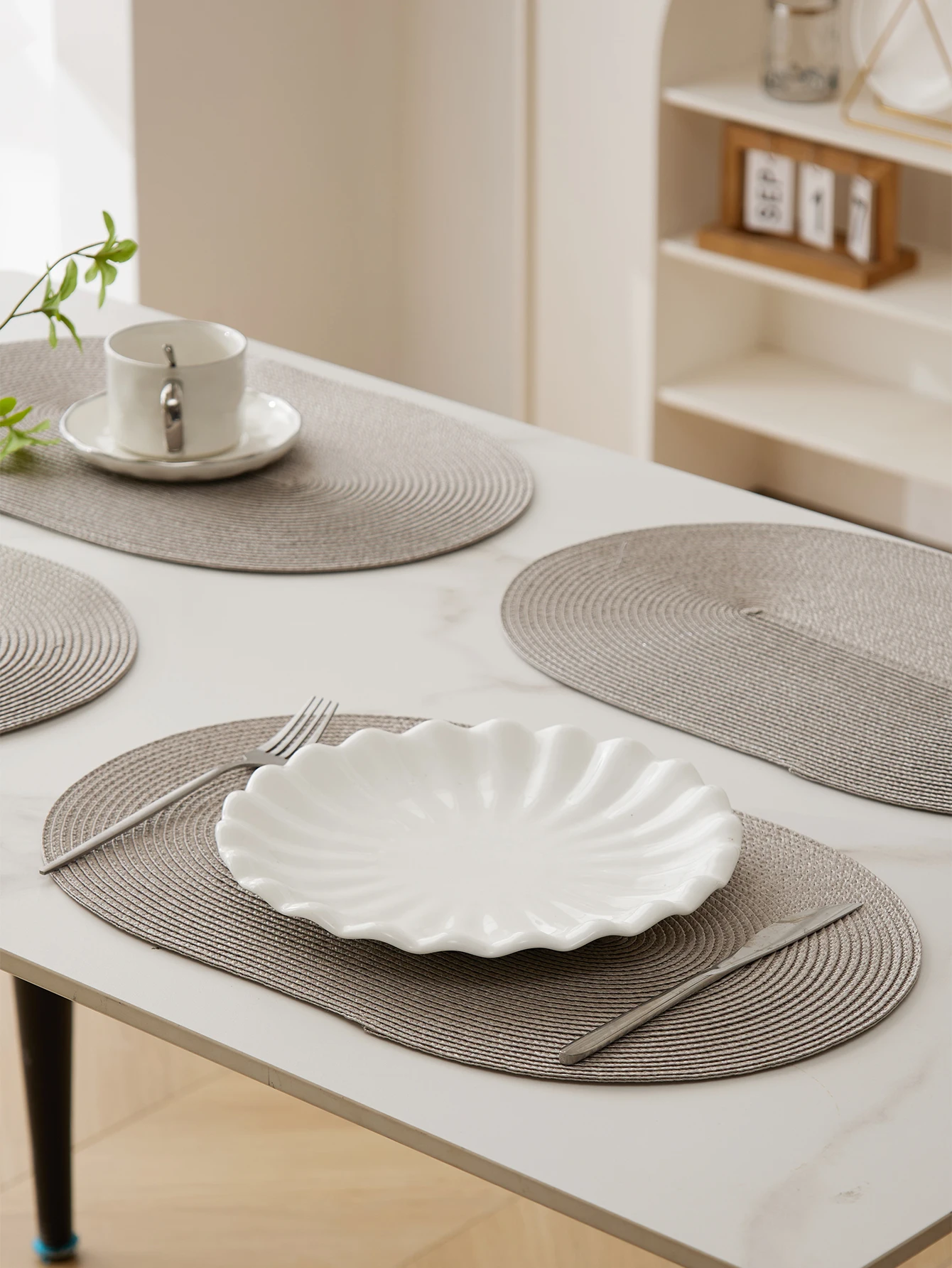 4PCS/6PCS 45x30cm Oval Woven Placemat Nordic Non-slip Coaster Pad Dining Table Mat Tableware Home Kitchen Decor