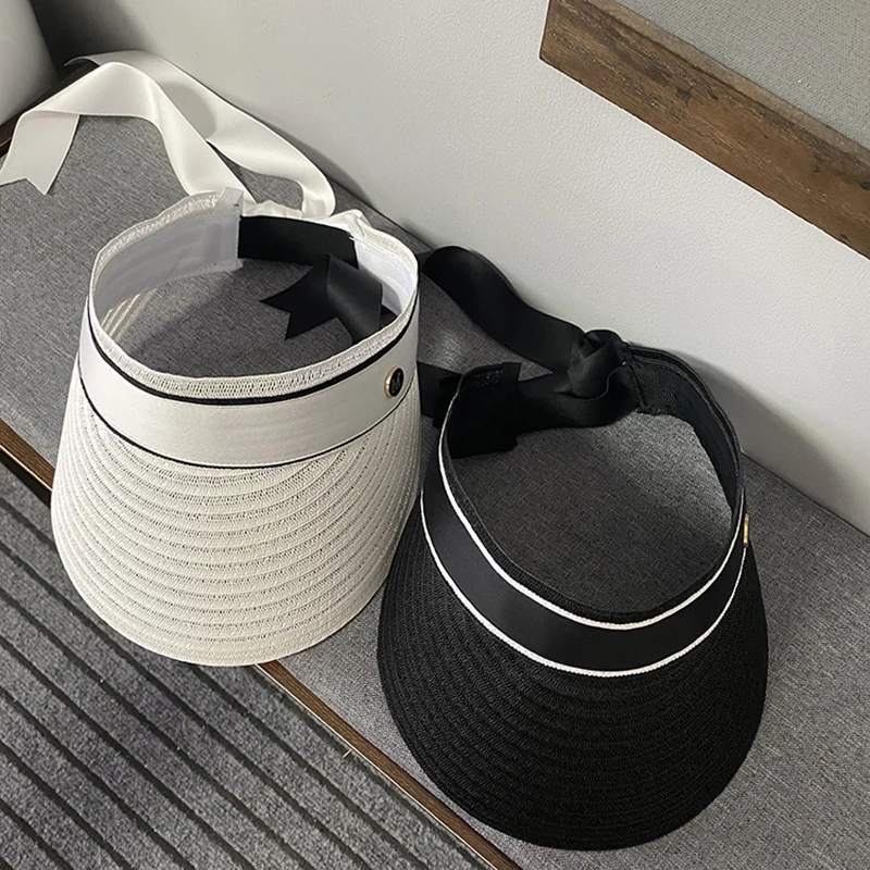 New Women Summer Hats Empty Top Cap Luxury Sunhat Visors Ladies Caps Hip Hop Hat Outdoor White Black Hat Beach Chapeu Feminino