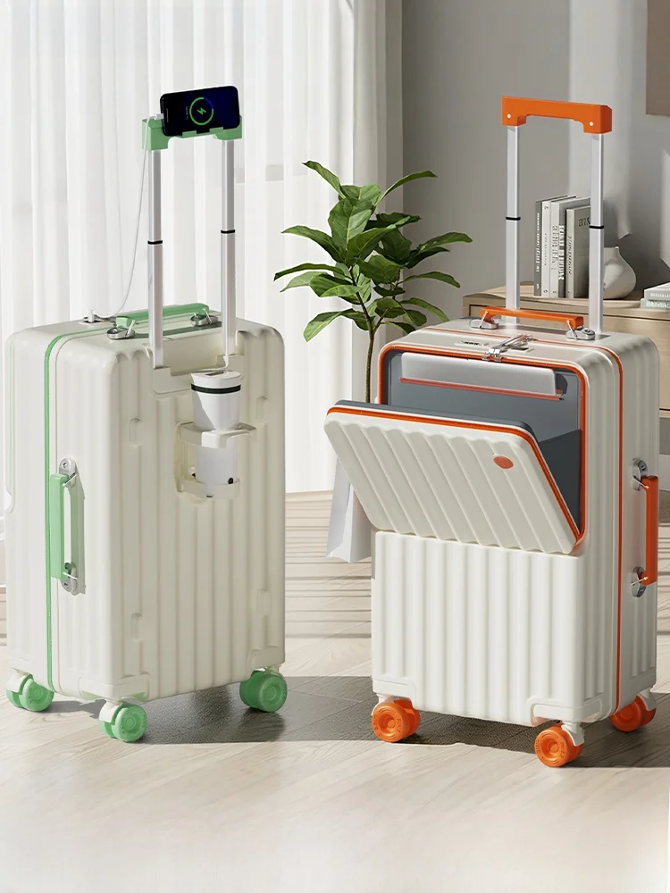 

2026 New Faion Hardell Suitcase Front Opening 24 Inch Women's o Absorption Roller Skate Wheels Boarding Travel Suitca...