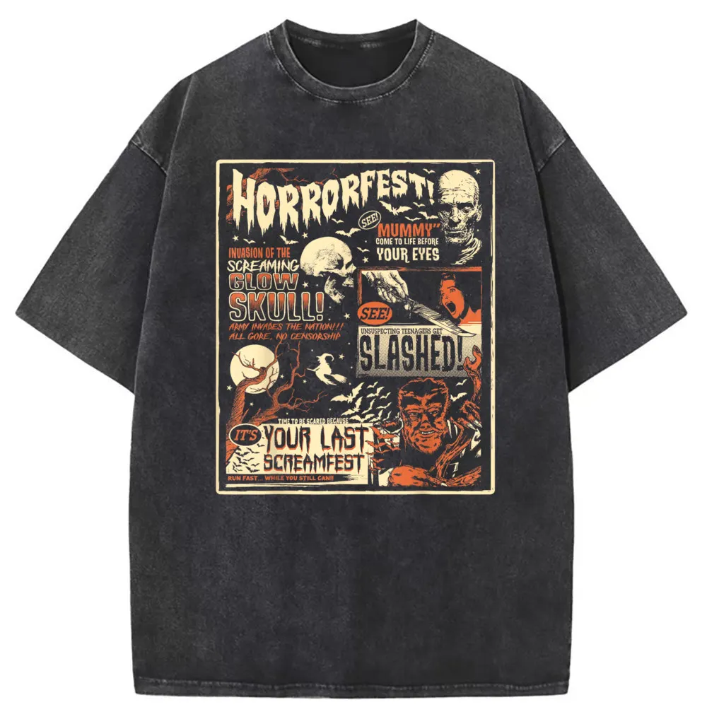 Mexico Horror Fest Design Tshirt Sweatshirts For Adult Summer Tshirt Washed Europe Clothes Long Sleeve Wholesale T Shirt