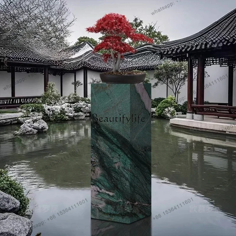 Best Sellers Garden Courtyard Decoration Marble Ornament Base Column Rock Slab Flower Shelf