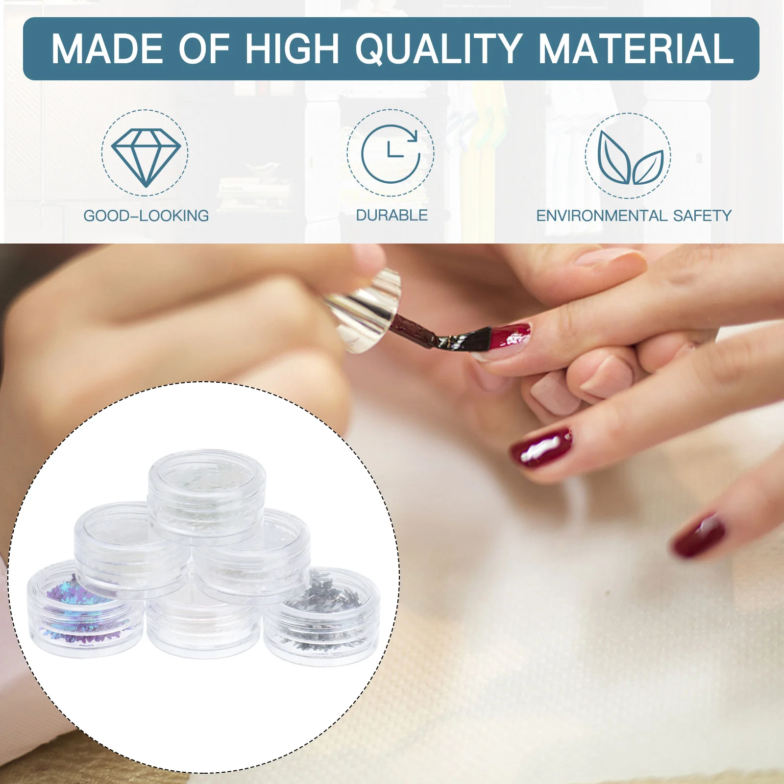 

6Pcs Christmas Snowflake Nail Art Sequins Iridescent Manicure Glitter Paillette Decorative Premium Safe Lightweight Shining