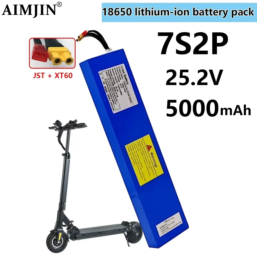 

25.2V 5000mAh Li-ion Rechargeable Battery with BMS For 29.4V Electric Scooter 7S2P Battery Pack+Charger