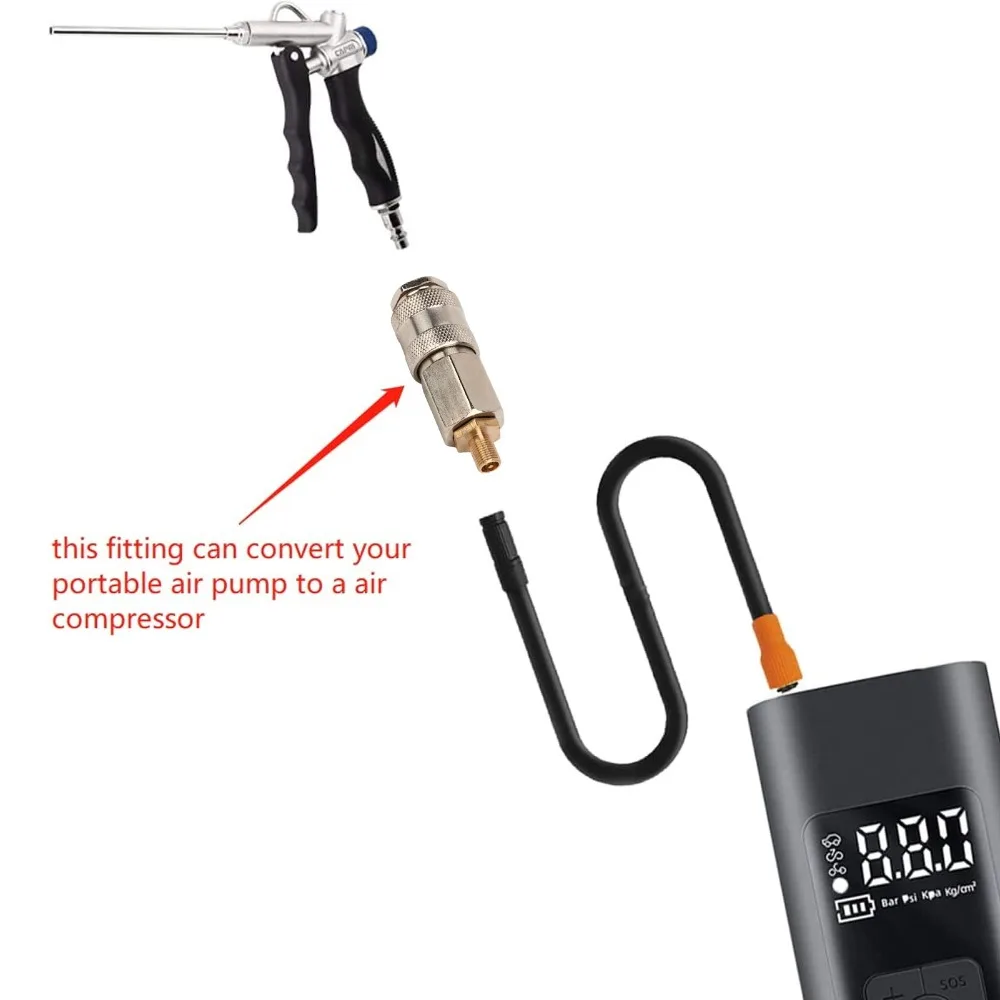 5PCS Steel Tire Inflator Adapter Diamond Knurl Hex Steel Mid Air Compressor Adapter Universal Brass External Thread