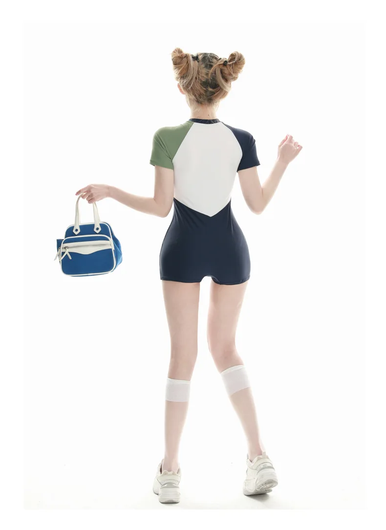 2025 New Student Flat-angle Sport Costume intero da donna Hot Spring a maniche corte Conservatore High-end e sottile Costume da bagno