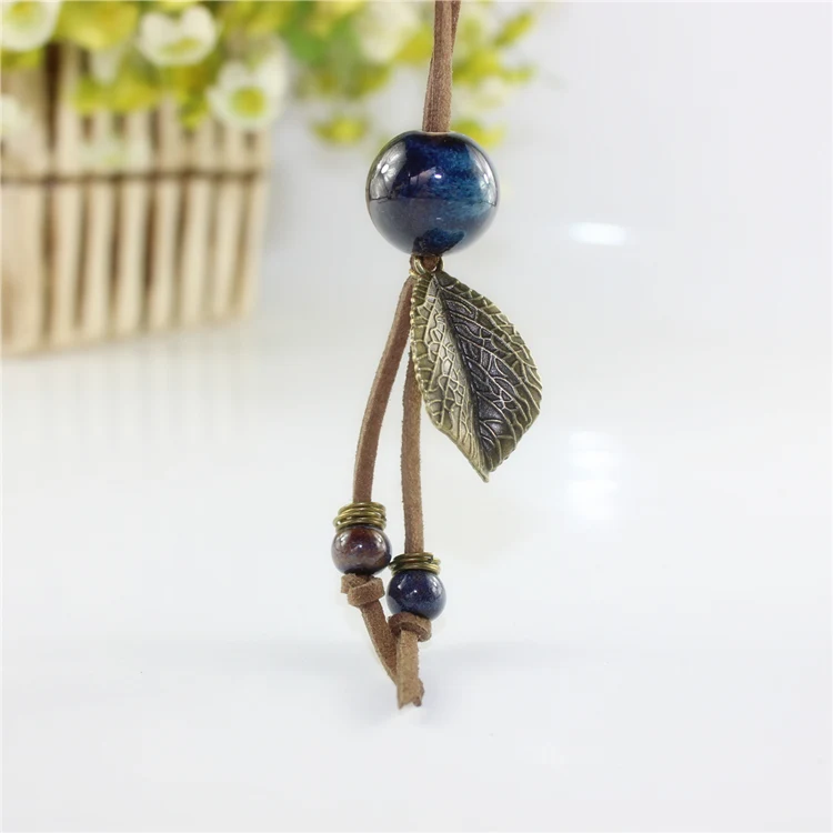 Miredo Jewelry Wholesale Simple Ceramic Necklaces Women\'s Coin Wood Collar Stone Boho  Necklace Pendant Dropshipping #1457