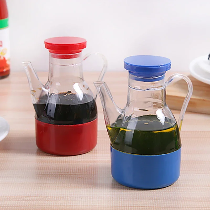 Transparent Gravy Boats Leakproof Oil Can Bottle Condiment Dispenser Plastic Soy Sauce Vinegar Container Pot Kitchen