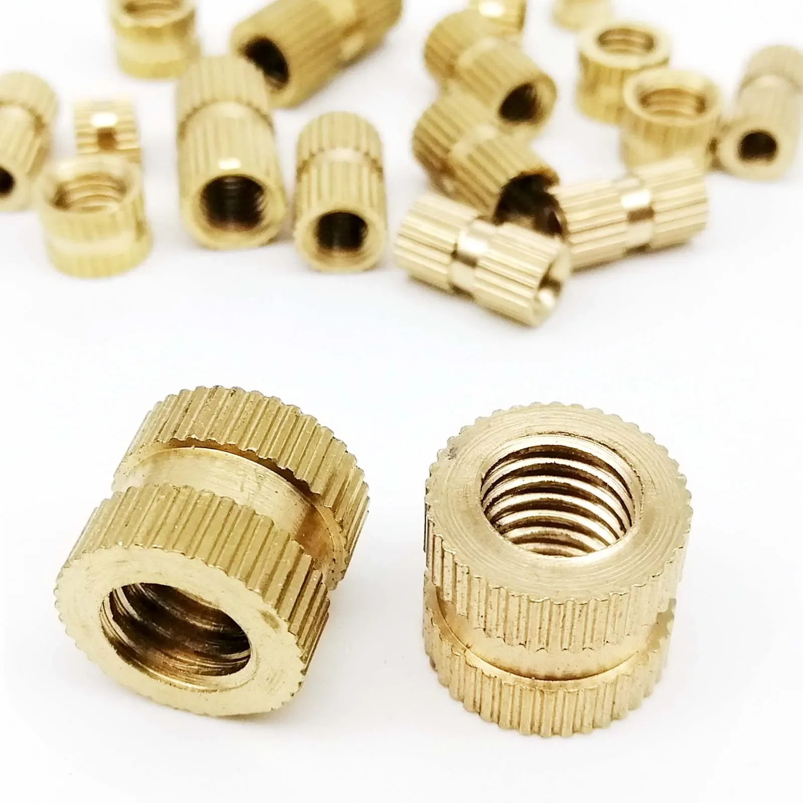 

100pcs M6 M8 Solid Brass Pure Copper Metric Thread Injection Molding Knurl Insert Nut Nutsert Embedded 16mm 8mm 10mm