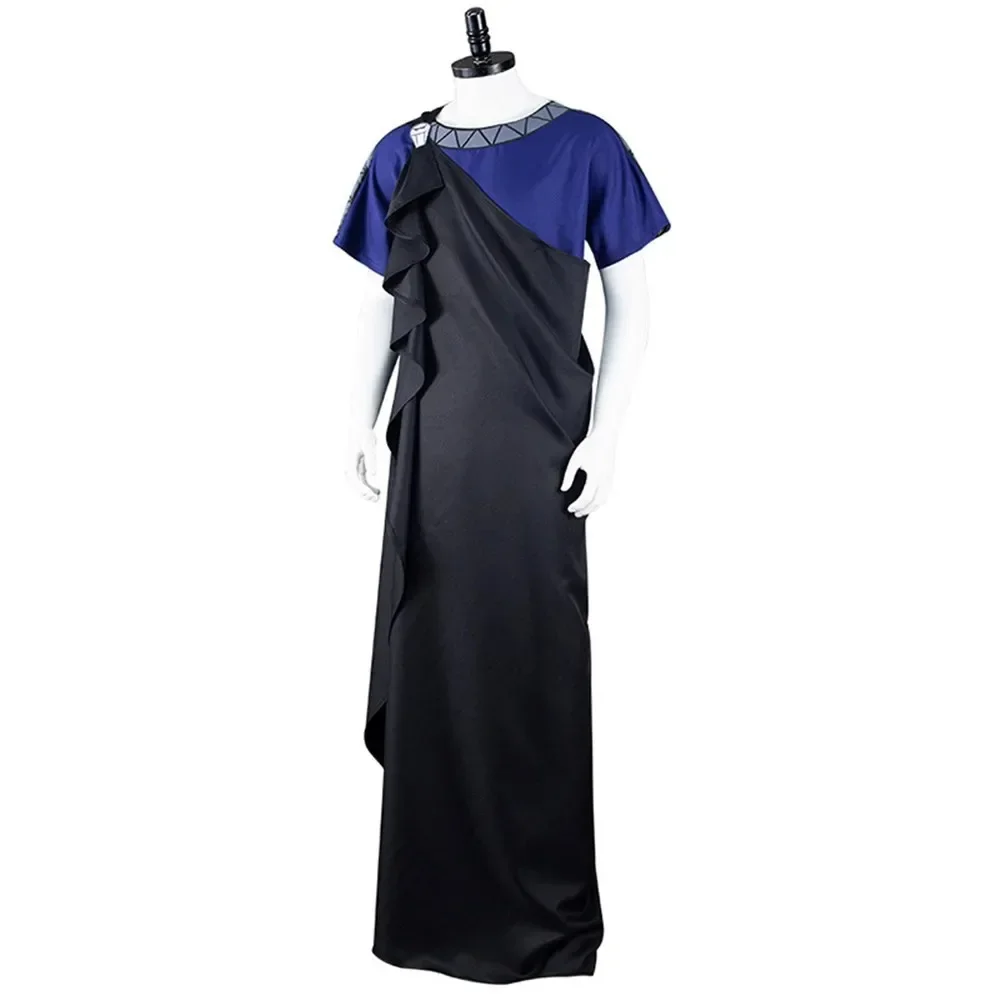 Anime Hercules‎ Megara Hades Cosplay Costume Dress Blue T Shirt Cloak for Man Outfits Halloween Carnival Party Disguise Suit