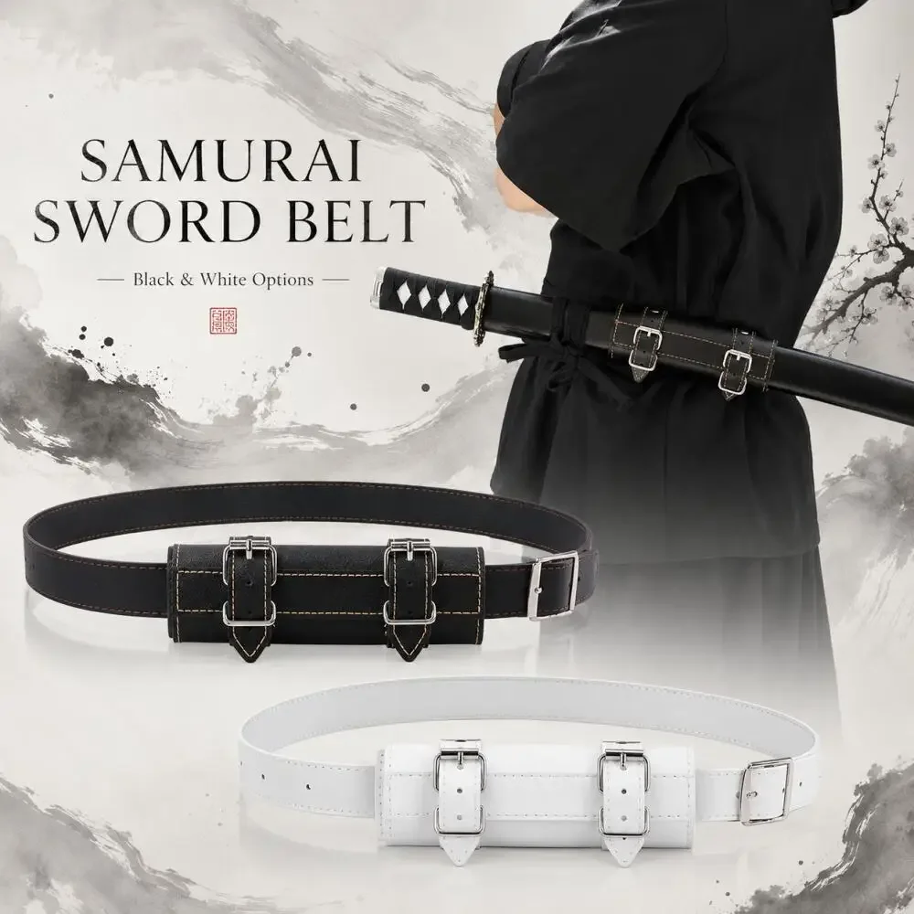 Adjustable Katana Sword Belt, PU Leather Sword Waist Hanger,
