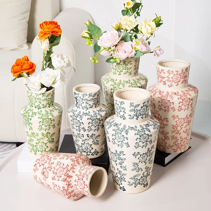 Ceramic Vase Blue and White Porcelain Vase Flowerpot Handmade Flower Arrangement Accessories Home Decoration Terrarium