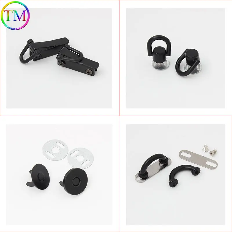 Black Magnetic Metal Hanger Connector Hanger Arch Bridge Buckle Bag Side Clip Clasp For Leather Handbag Hardware Accessories