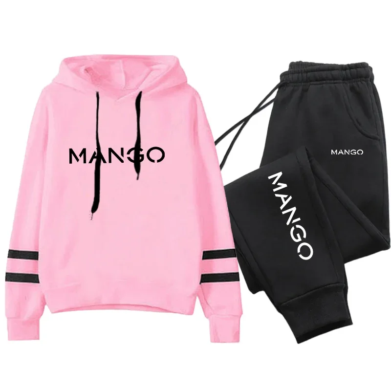 

Fashion Women's Tracksuit Daily Print Hoodie+Trousers 2 Pcs Set Casual Trend Splicing Clothing Sports HotSales Womens Pants Sets