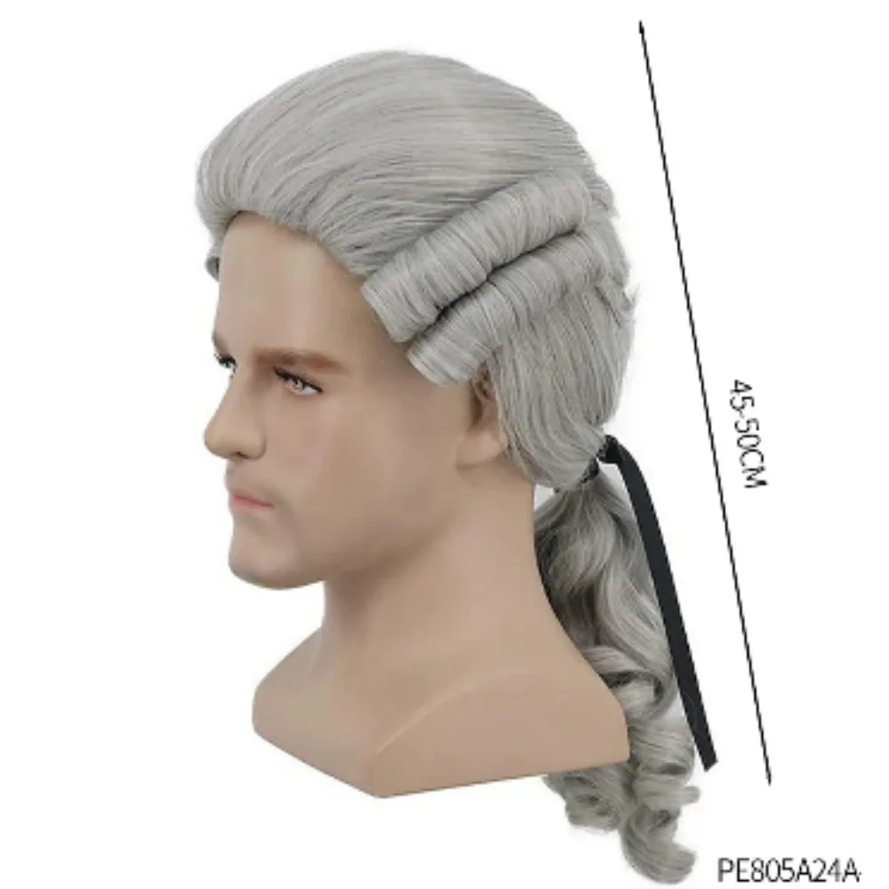 Halloween costume accessories judge lawyer cos role full headgear gold black grey white wig