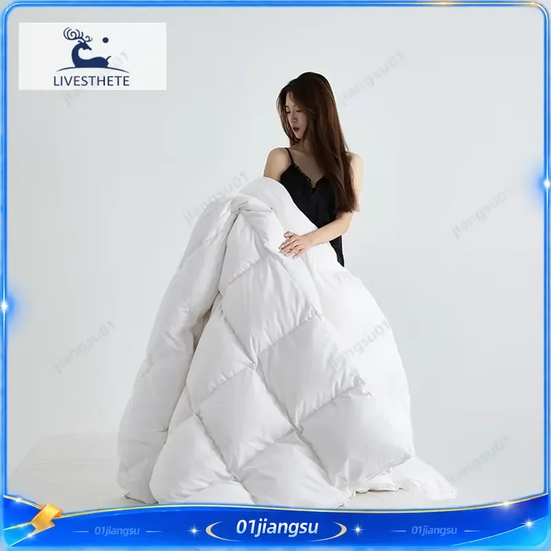Liv-Esthete 100% Goose Down Comforter Winter Noble White 3D Bread Duvet Quilt All Season Blanket 100% Cotton Shell Luxury