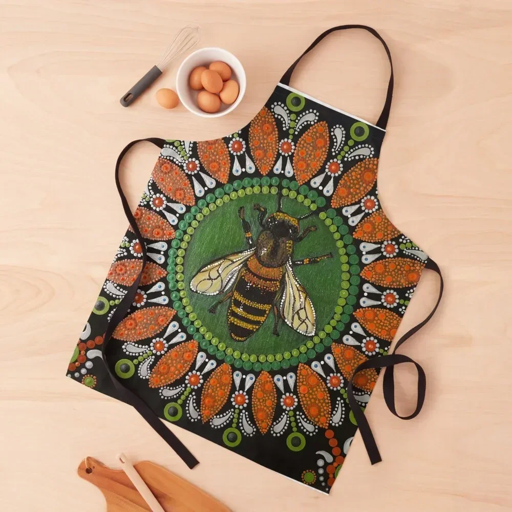 

Honey Bee Mandala Apron For Kitchen Women Kitchen Man Womens Dresses Kitchen Novel Accessories Apron