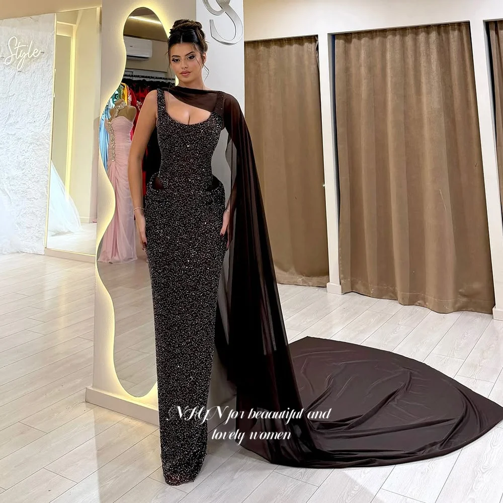 فستان سهرة بحورية البحر من NFYN فستان حفلة موسيقية مطرز بالترتر مع وشاح رداء دي بال للنساء العربيات مناسبة رسمية حسب الطلب #3