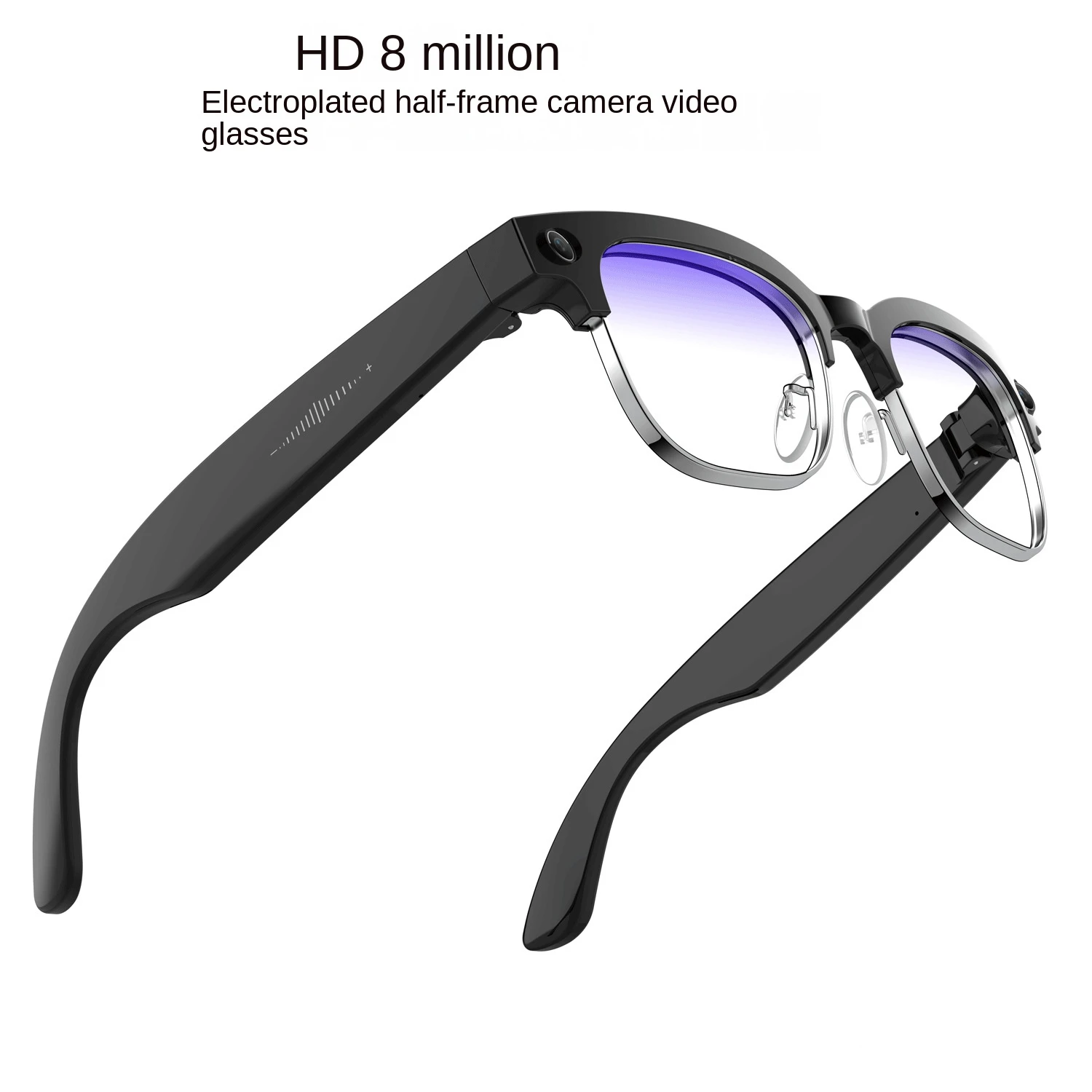 

800W HD Anti-Shake AI Smart Photo & Video Recording Half Frame Glasses with Camera, Object Recognition & Translation Function