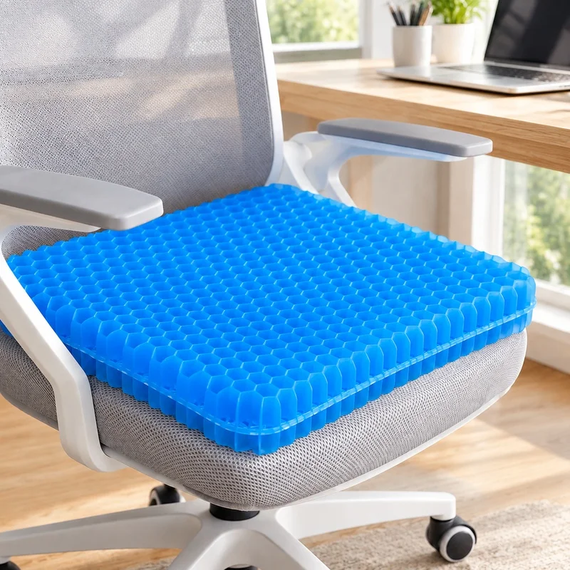 Ergonomic Gel Honeycomb Seat Pad for Tailbone Relief and Back Comfort, Pressure-Absorbing Cushion for Office Chairs, Cars, and