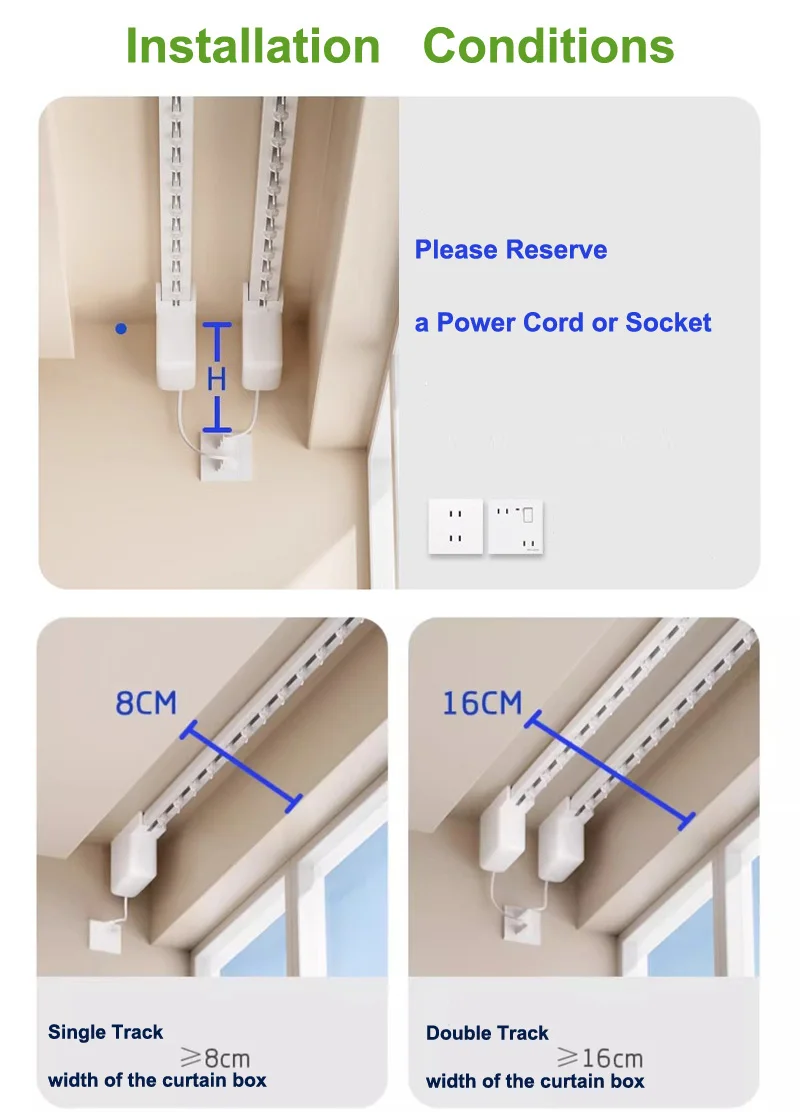 Dooya DT98 Mini Electric Curtain Motor Single Track Smart Home Compatible with Mijia App Remote Control Motorized Rod for Curtai