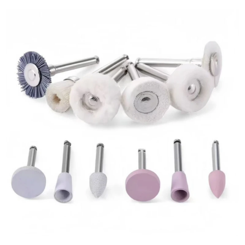 

12Pcs Dental Composite Polishing Kit 2.35mm RA Shank Polisher Silicone Grinding Heads Felt Cotton Polish Wheel