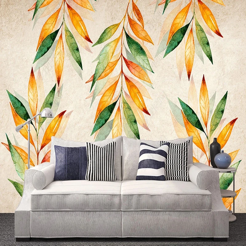 Custom Waterproof Wallpaper Vintage Fashion Color Leaf Texture Art Murals Living Room TV Sofa Bedroom Home Decor Fresco Stickers