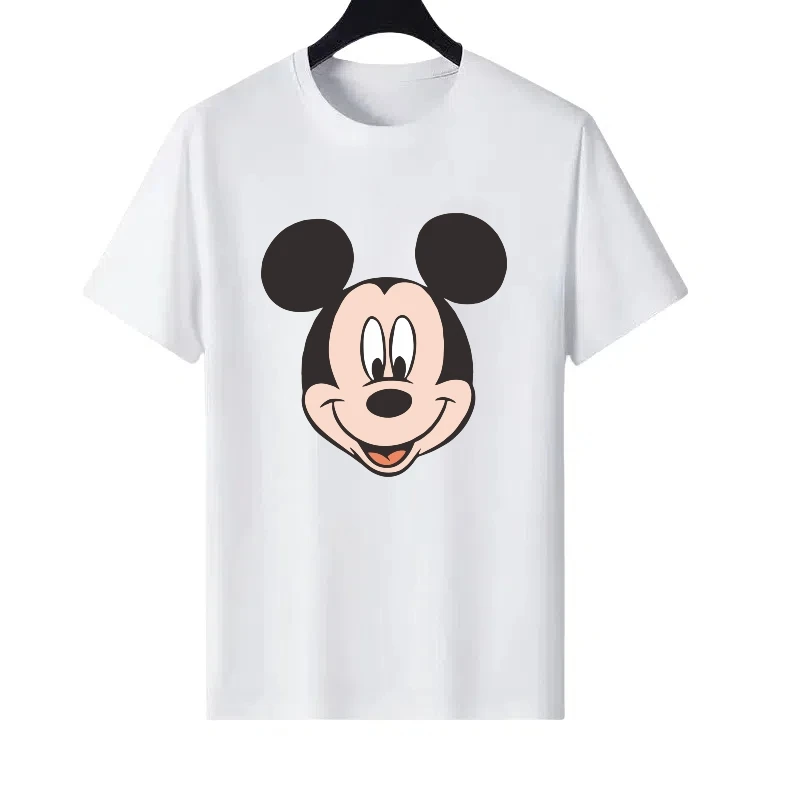 

Disney Mickey Mouse Woman White Cartoon Parent-child Clothing Element Top Ladies Cheap Y2k Short Sleeves T-Shirt Men Sweatshirts
