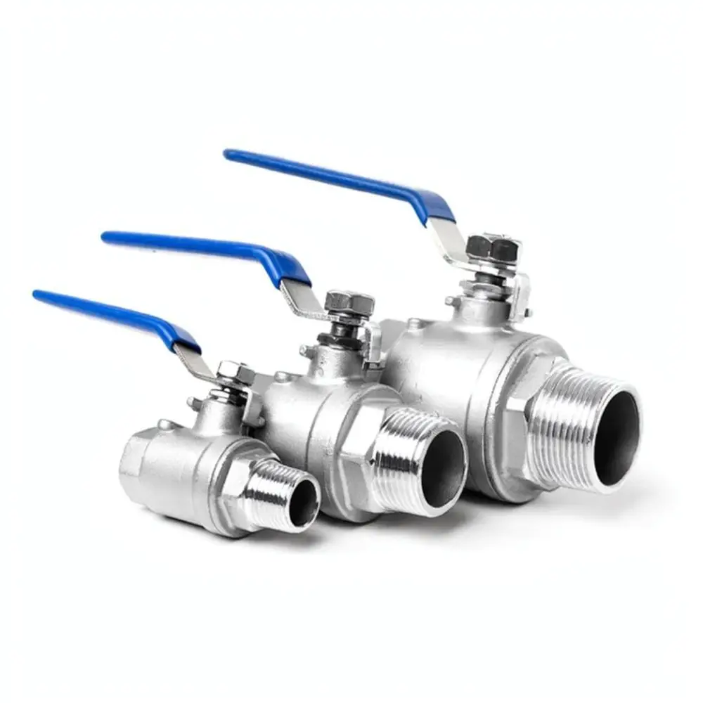 Durable 304 Stainless Steel Two Piece Ball Valve Male Female Threaded Pipe Connector Fluid System Supply Device
