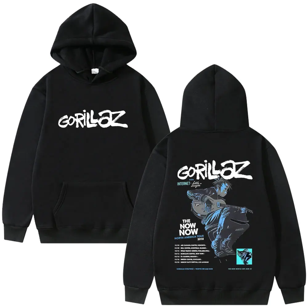 2025 Otoño/Invierno banda de Rock Gorillaz el ahora ahora álbum gráfico 100% algodón puro estampado Sudadera con capucha hombres moda Hip Hop de gran tamaño