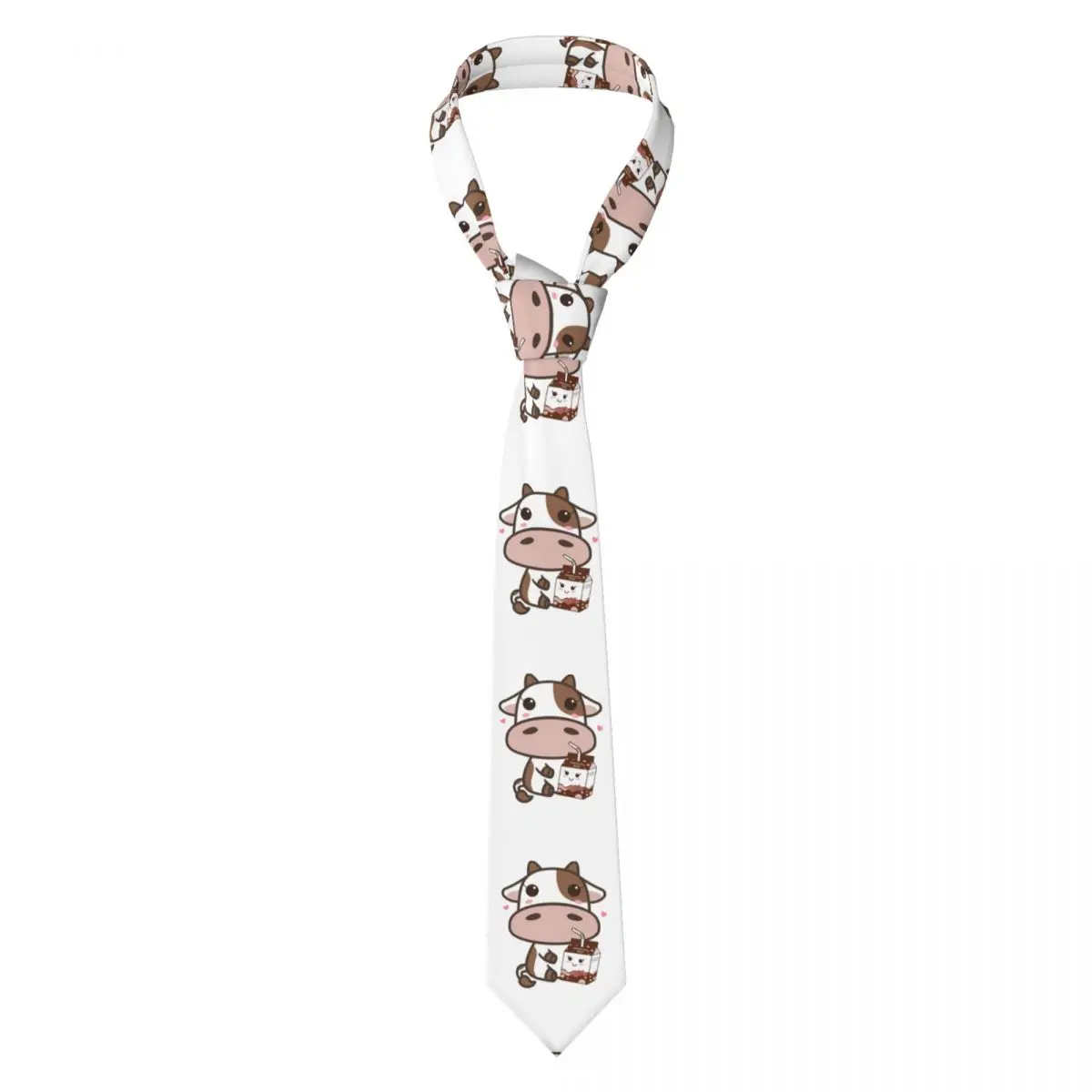 카와이 초콜릿 우유 암소 넥타이 남성용 실크 폴리 에스테르 슬림 넥 넥타이 웨딩 액세서리 넥타이 클래식 Gravatas